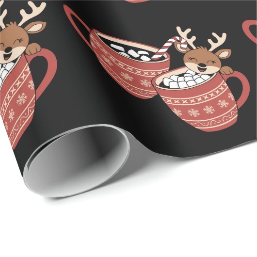 Vrolijk kerstfeest Schattige rendier familie Xmas  Cadeaupapier (Rol Hoek)