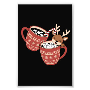 Vrolijk kerstfeest Schattige rendier familie Xmas  Foto Afdruk