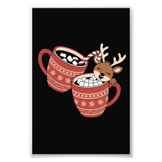 Vrolijk kerstfeest Schattige rendier familie Xmas Foto Afdruk (Voorkant)