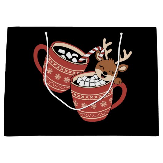 Vrolijk kerstfeest Schattige rendier familie Xmas  Groot Cadeauzakje (Voorkant)