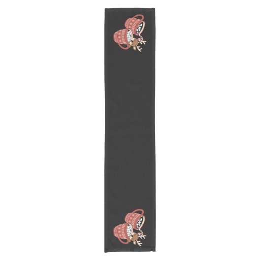 Vrolijk kerstfeest Schattige rendier familie Xmas  Korte Tafelloper (Voorkant)