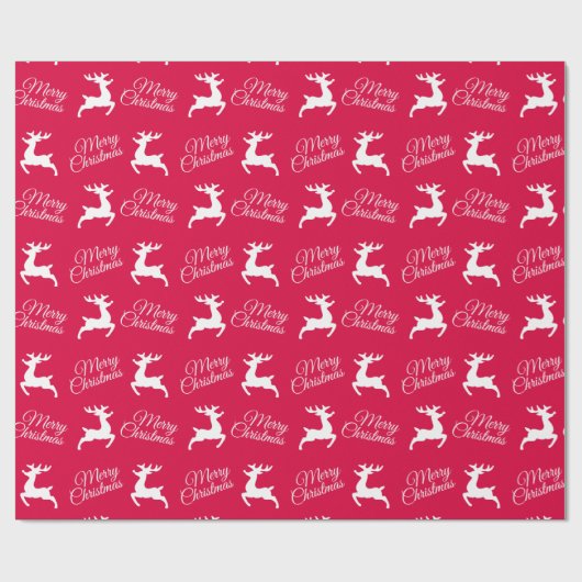 Vrolijk kerstfeest Schattige rendier moderne rode  Cadeaupapier (Vlak)