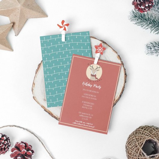 Vrolijk kerstfeest Schattige rendieren feestje Feestdagenkaart