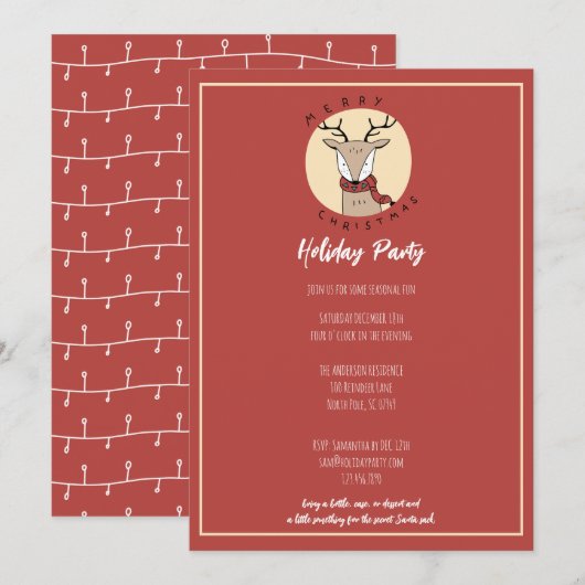 Vrolijk kerstfeest Schattige rendieren feestje Feestdagenkaart (Voorkant / Achterkant)