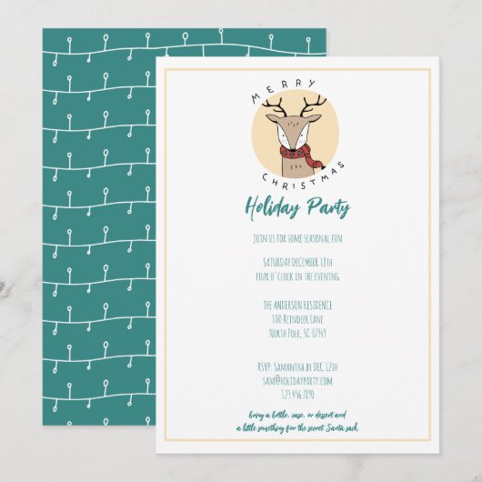 Vrolijk kerstfeest Schattige rendieren feestje Feestdagenkaart (Voorkant / Achterkant)