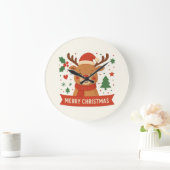 Vrolijk Kerstfeest schattige rendierklok Grote Klok (Huis)