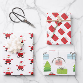 Vrolijk Kerstfeest Schattige Rode Kerstman Inpakpapier Vel