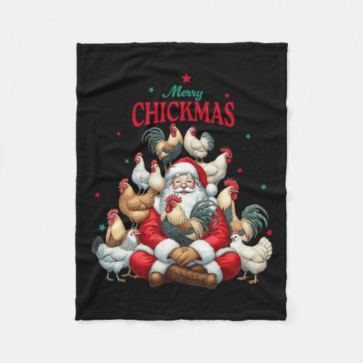 Vrolijk kerstfeest Schattige Santa Chicken Christm Fleece Deken (Voorkant)