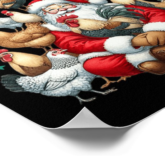 Vrolijk kerstfeest Schattige Santa Chicken Christm Poster (Hoek)