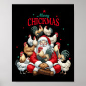 Vrolijk kerstfeest Schattige Santa Chicken Christm Poster (Voorkant)