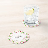 Vrolijk Kerstfeest Schattige Santa Monogram Ronde Kartonnen Onderzetter (Insitu)
