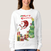 Vrolijk Kerstfeest Schattige Santa Sweatshirt (Voorkant)