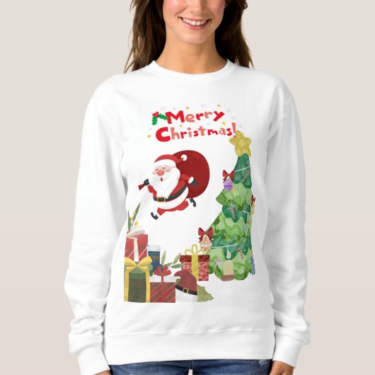 Vrolijk Kerstfeest Schattige Santa Sweatshirt (Voorkant)