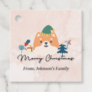 Vrolijk kerstfeest schattige Shiba hond cadeau lab Bedankjes Labels