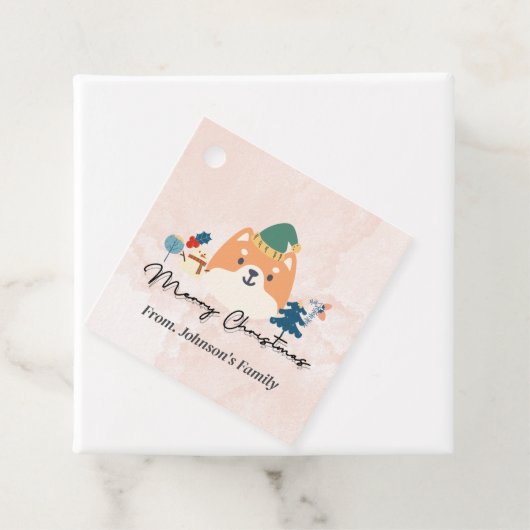 Vrolijk kerstfeest schattige Shiba hond cadeau lab Bedankjes Labels (In situ)