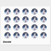 Vrolijk Kerstfeest Schattige Snow Bunny Custom Ronde Sticker (Vel)
