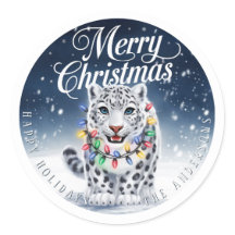 Vrolijk Kerstfeest Schattige Snow Leopard Custom