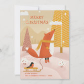 vrolijk kerstfeest. Schattige winterbos vossendier Feestdagenkaart (Voorkant)