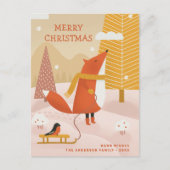 vrolijk kerstfeest. Schattige winterbos vossendier Feestdagenkaart (Voorkant)