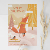 vrolijk kerstfeest. Schattige winterbos vossendier