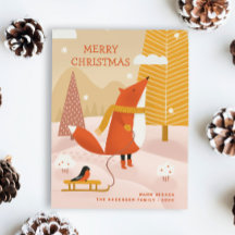 vrolijk kerstfeest. Schattige winterbos vossendier