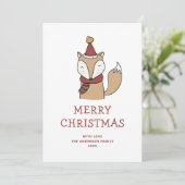 vrolijk kerstfeest. Schattige winterbos vossendier Feestdagenkaart (Staand voorkant)