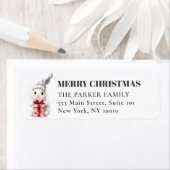 vrolijk kerstfeest! Schattige, witte konijn Santa Etiket (Insitu)