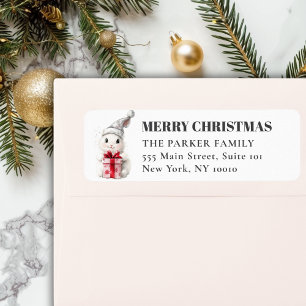 vrolijk kerstfeest! Schattige, witte konijn Santa Etiket