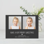 vrolijk kerstfeest | Schattige zwart met hart twee Feestdagenkaart (Staand voorkant)