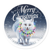 Vrolijk Kerstfeest Schattigee Arctic Fox & Snow Cu
