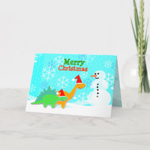 Vrolijk Kerstfeest Schattigee Cartoon Dinosaurus K Feestdagen Kaart