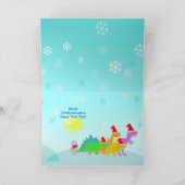 Vrolijk Kerstfeest Schattigee Cartoon Dinosaurus S Feestdagen Kaart (Binnen)