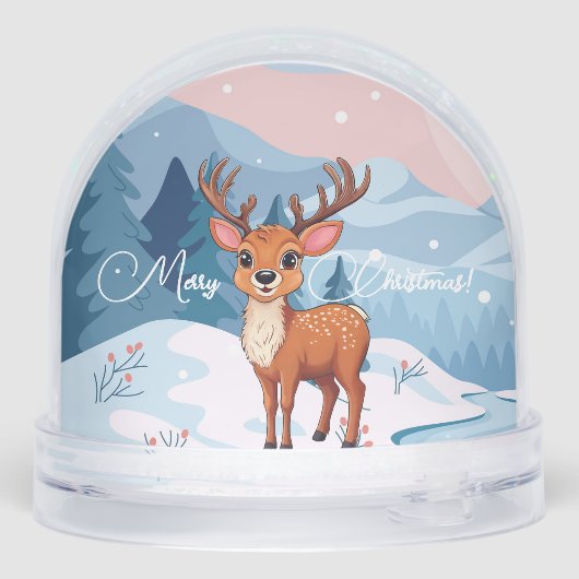 Vrolijk kerstfeest Schattigee Cartoon rendier in d Sneeuwbol (Achterkant)
