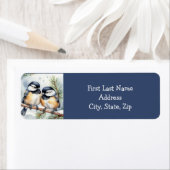 Vrolijk kerstfeest Schattigee Chickadee Birds Etiket (Insitu)