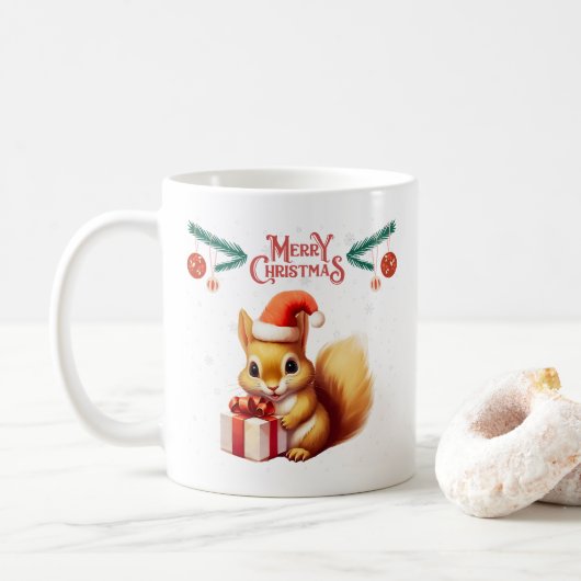 Vrolijk kerstfeest - Schattigee Chipmunk Koffiemok (Met donut)