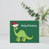 Vrolijk Kerstfeest Schattigee Dinosaurus Custom Gr Feestdagenkaart (Staand voorkant)