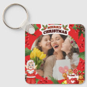Vrolijk Kerstfeest Schattigee Foto Custom Sleutelh Sleutelhanger (Voorkant)