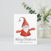 Vrolijk kerstfeest Schattigee Gnome Modern Feestdagenkaart (Staand voorkant)