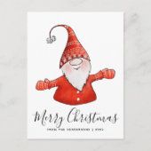 Vrolijk kerstfeest Schattigee Gnome Modern Feestdagenkaart (Voorkant)