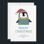 vrolijk kerstfeest. Schattigee grappige winter San Feestdagenkaart<br><div class="desc">Schattigee kerstkaart met grappige pinguïn in rood Sinterklaas pet voor winterse Feestdagen.</div>