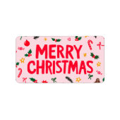 Vrolijk kerstfeest Schattigee handgetekende custom Etiket (Voorkant)