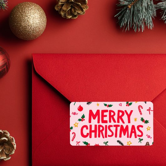 Vrolijk kerstfeest Schattigee handgetekende custom Etiket