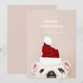 vrolijk kerstfeest. Schattigee hond. Animal Santa  Feestdagenkaart (Voorkant / Achterkant)