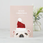vrolijk kerstfeest. Schattigee hond. Animal Santa  Feestdagenkaart (Staand voorkant)