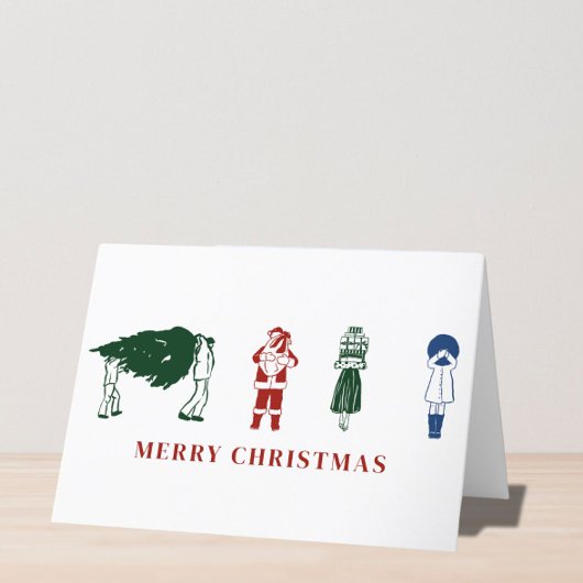 Vrolijk kerstfeest Schattigee illustratie Feestdagen Kaart