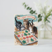 Vrolijk Kerstfeest Schattigee Katten Briefkaart (Staand voorkant)