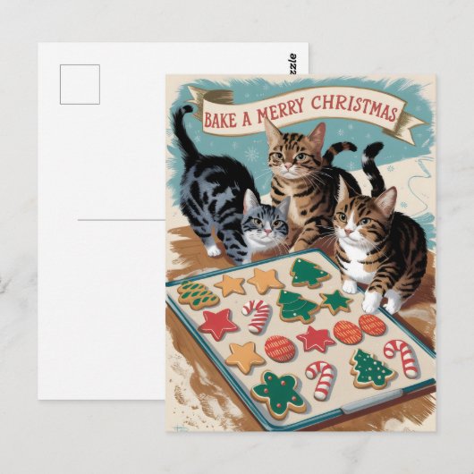Vrolijk Kerstfeest Schattigee Katten Briefkaart (Voorkant / Achterkant)