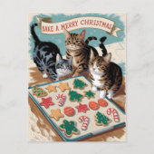 Vrolijk Kerstfeest Schattigee Katten Briefkaart (Voorkant)