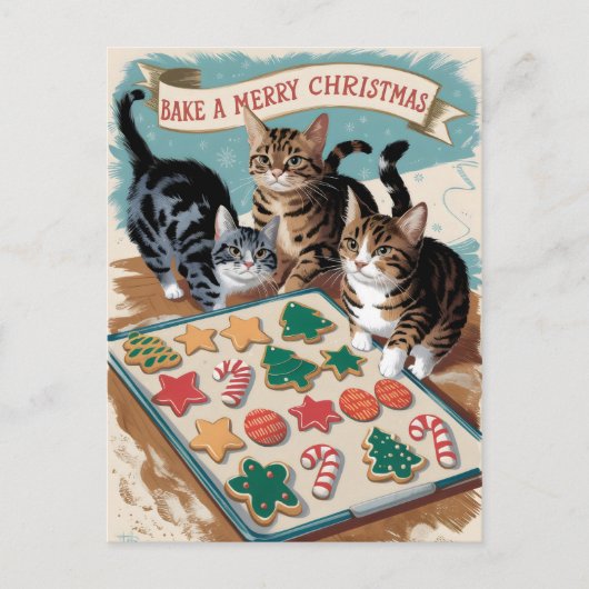 Vrolijk Kerstfeest Schattigee Katten Briefkaart (Voorkant)