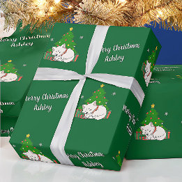 Vrolijk kerstfeest Schattigee kattenboom Cadeaupapier